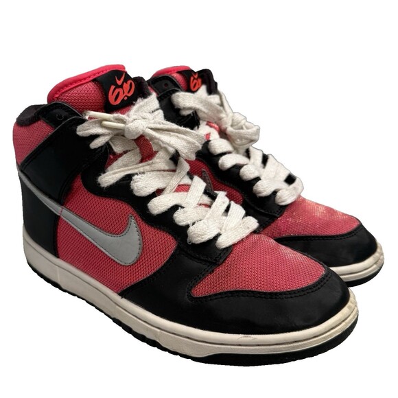 Nike 6.0 Dunk High Women’s 8.5 2011 Black Satin Hot Pink Black - Picture 1 of 16
